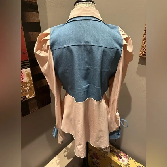 Super Cute Mixed Denim/Poly Blouson Jacket/Tunic - Picture 7 of 10